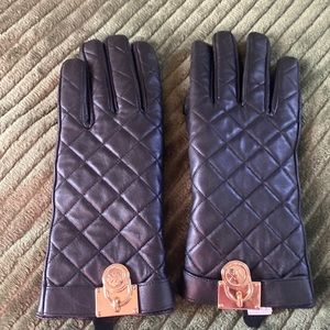 Michael Kors black quilted leather gloves